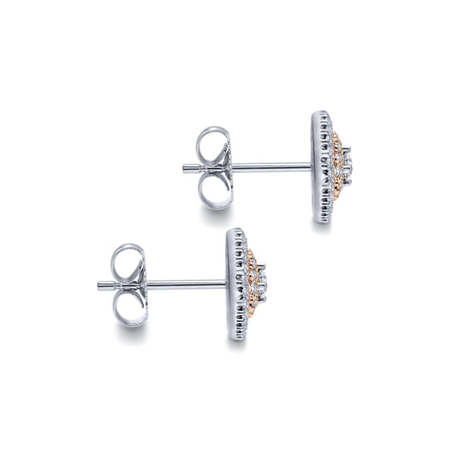 14K White-Rose Gold Diamond Earrings