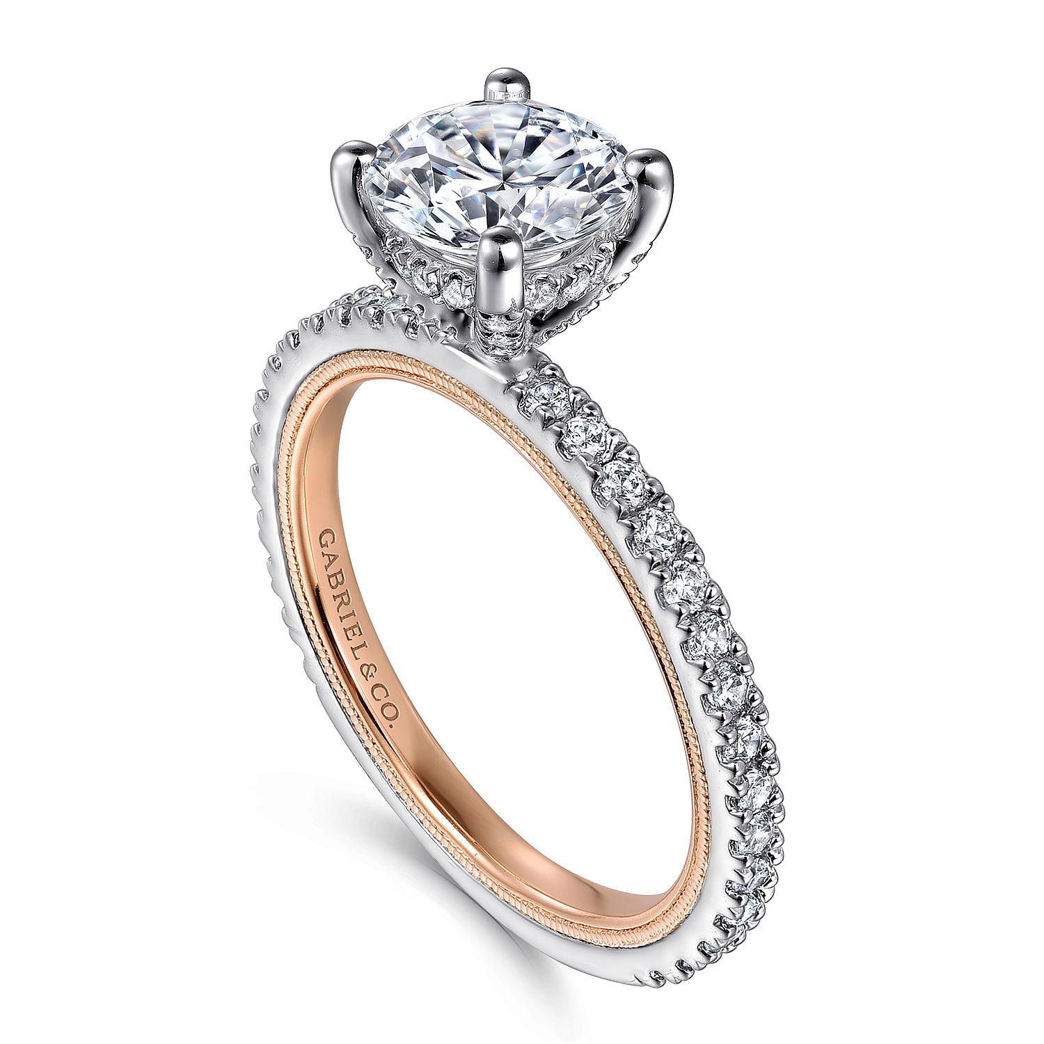 14K White-Rose Gold Diamond Engagement Ring