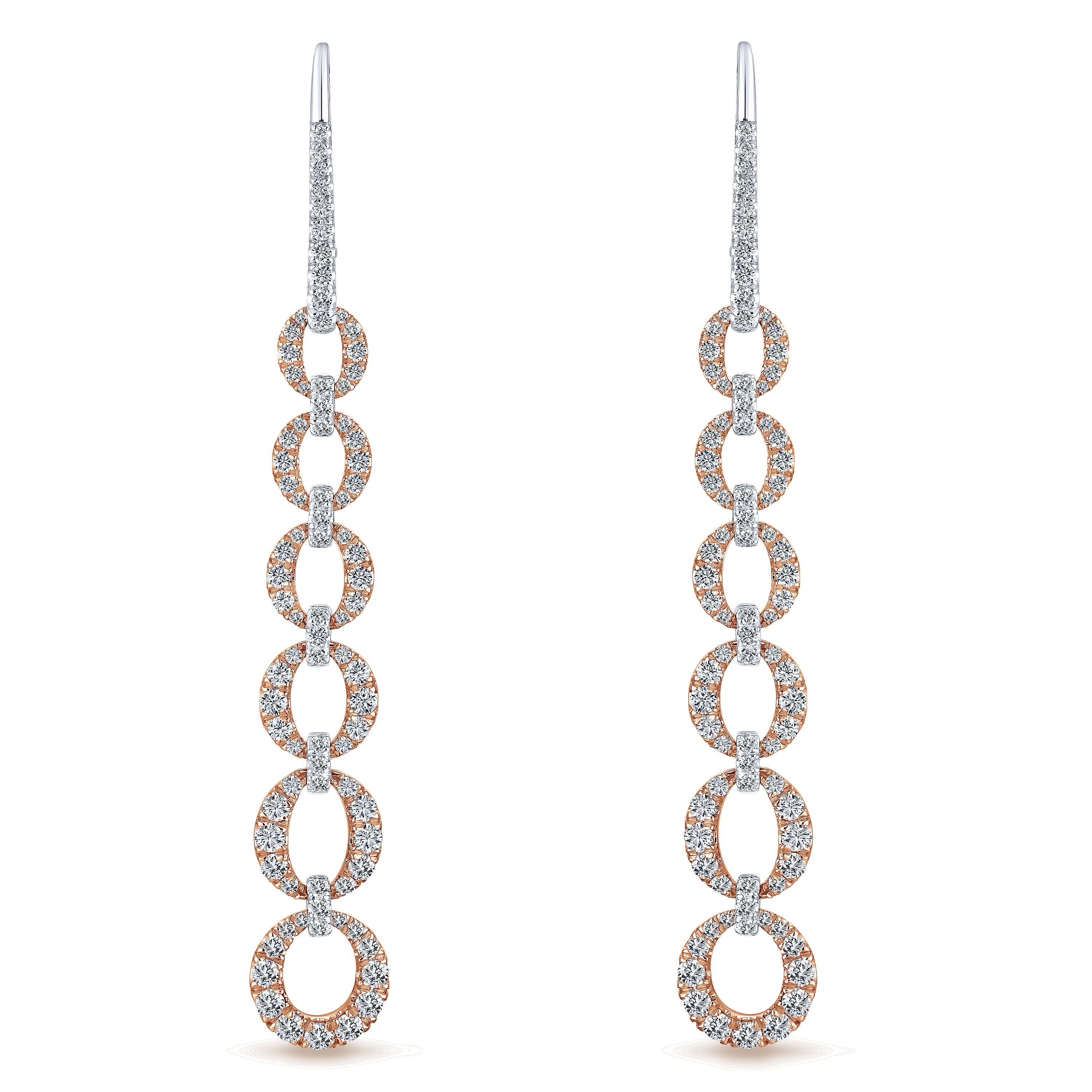 14K White-Rose Gold Diamond Fashion Earrings