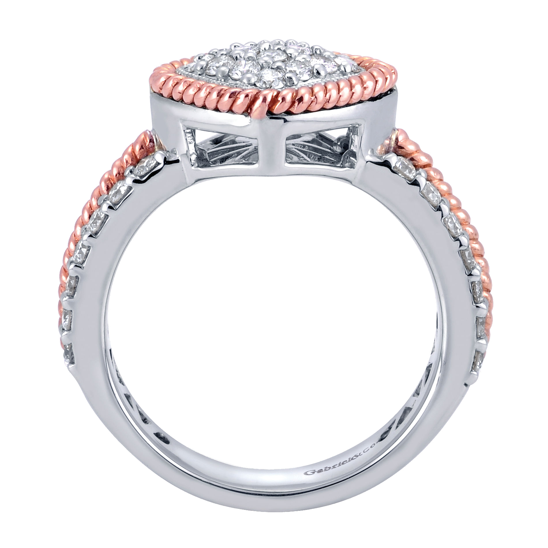 14K White-Rose Gold Diamond Ladies Ring