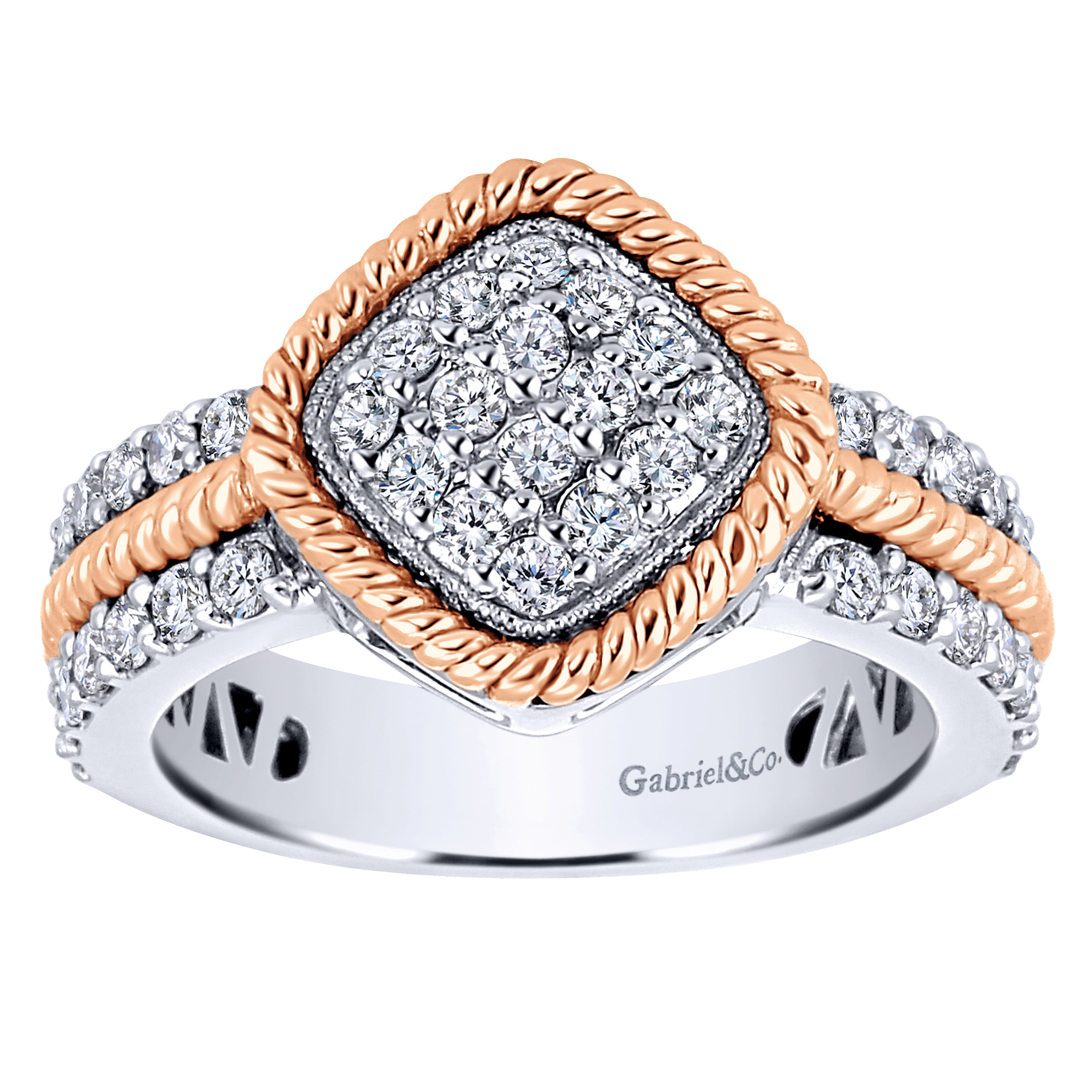 14K White-Rose Gold Diamond Ladies Ring