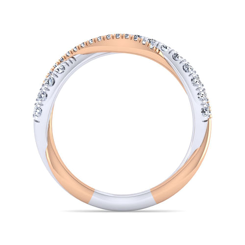 14K White-Rose Gold Diamond Matching Wedding Band