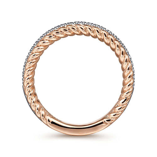 14K White-Rose Gold Diamond Matching Wedding Band