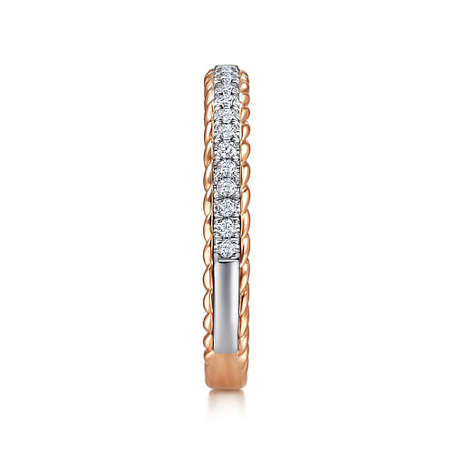 14K White-Rose Gold Diamond Matching Wedding Band