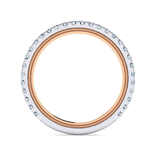 14K White-Rose Gold Diamond Matching Wedding Band