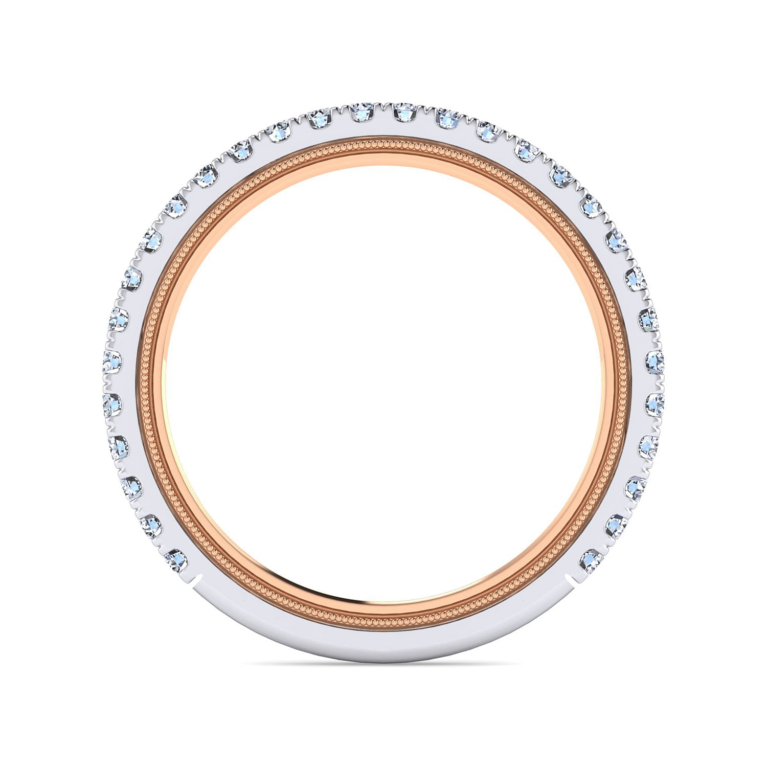 14K White-Rose Gold Diamond Matching Wedding Band