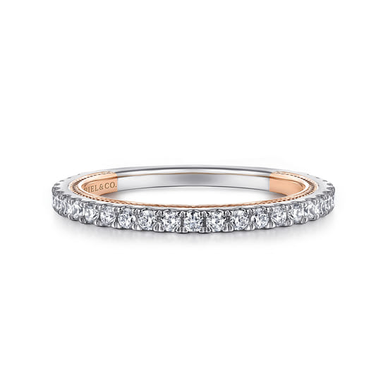 Gabriel - 14K White-Rose Gold Diamond Matching Wedding Band