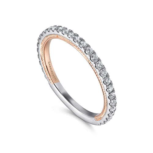 14K White-Rose Gold Diamond Matching Wedding Band 14K White-Rose Gold Diamond Matching Wedding Band
