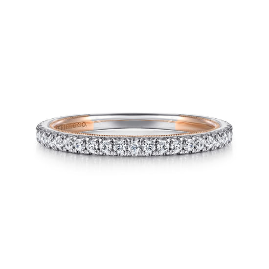 Gabriel - 14K White-Rose Gold Diamond Matching Wedding Band