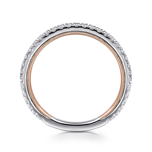 14K White-Rose Gold Diamond Matching Wedding Band