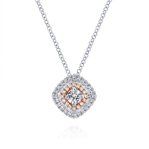 14K White-Rose Gold Diamond Necklace