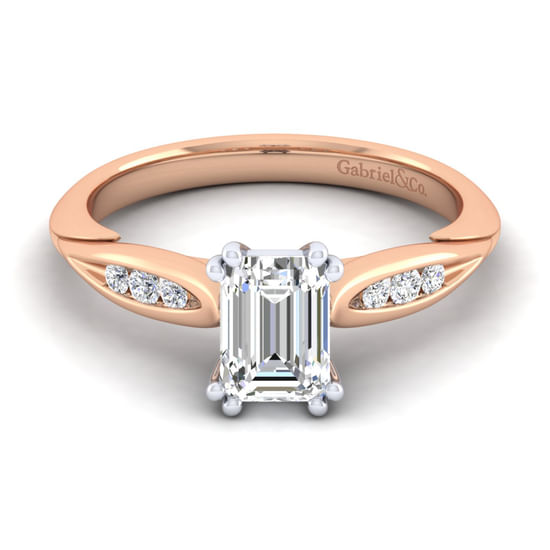 Gabriel - 14K White-Rose Gold Emerald Cut Diamond Channel Set Engagement Ring