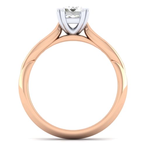 14K White-Rose Gold Emerald Cut Diamond Channel Set Engagement Ring