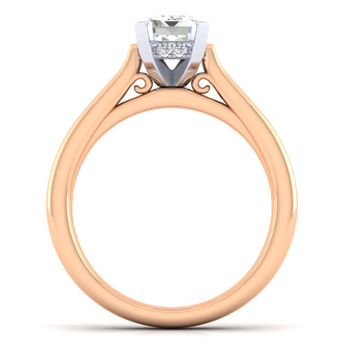 14K White-Rose Gold Emerald Cut Diamond Channel Set Engagement Ring 14K White-Rose Gold Emerald Cut Diamond Channel Set Engagement Ring