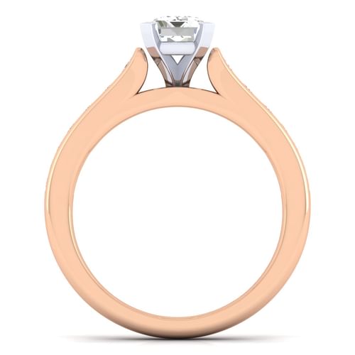 14K White-Rose Gold Emerald Cut Diamond Channel Set Engagement Ring