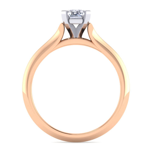 14K White-Rose Gold Emerald Cut Diamond Engagement Ring