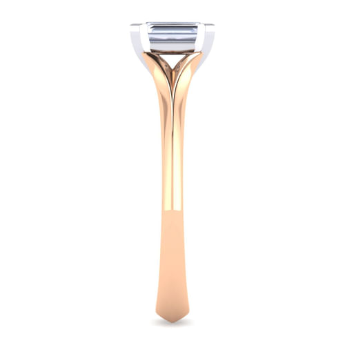 14K White-Rose Gold Emerald Cut Diamond Engagement Ring