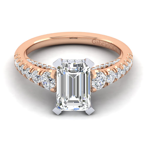 14K White-Rose Gold Emerald Cut Diamond Engagement Ring 14K White-Rose Gold Emerald Cut Diamond Engagement Ring