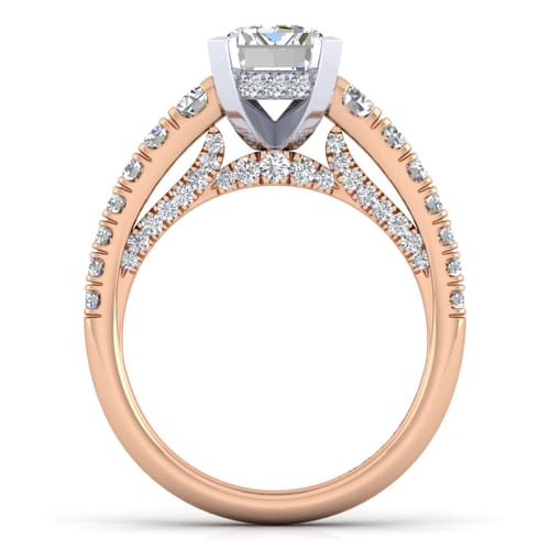 14K White-Rose Gold Emerald Cut Diamond Engagement Ring 14K White-Rose Gold Emerald Cut Diamond Engagement Ring
