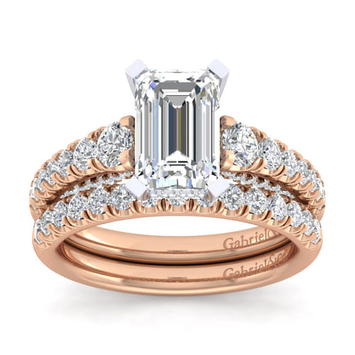 14K White-Rose Gold Emerald Cut Diamond Engagement Ring 14K White-Rose Gold Emerald Cut Diamond Engagement Ring