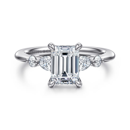 Gabriel - 14K White-Rose Gold Emerald Cut Diamond Engagement Ring