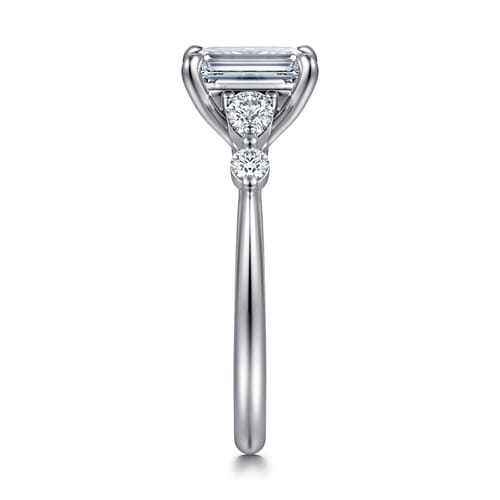 14K White-Rose Gold Emerald Cut Diamond Engagement Ring