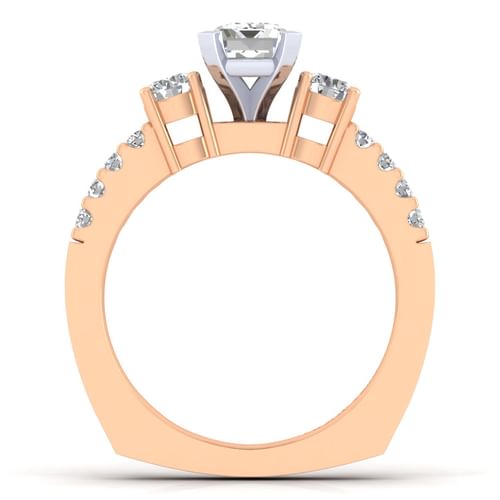 14K White-Rose Gold Emerald Cut Diamond Engagement Ring