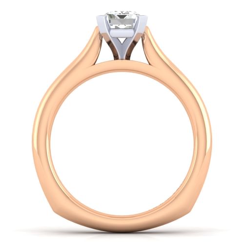 14K White-Rose Gold Emerald Cut Diamond Engagement Ring