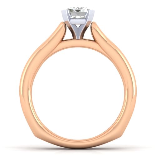 14K White-Rose Gold Emerald Cut Diamond Engagement Ring