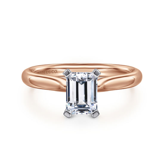 Gabriel - 14K White-Rose Gold Emerald Cut Diamond Engagement Ring