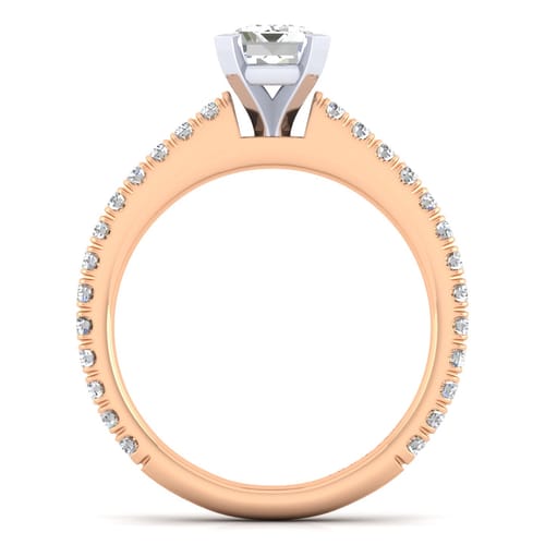 14K White-Rose Gold Emerald Cut Diamond Engagement Ring