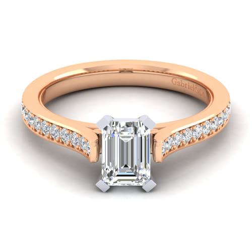 14K White-Rose Gold Emerald Cut Diamond Engagement Ring 14K White-Rose Gold Emerald Cut Diamond Engagement Ring