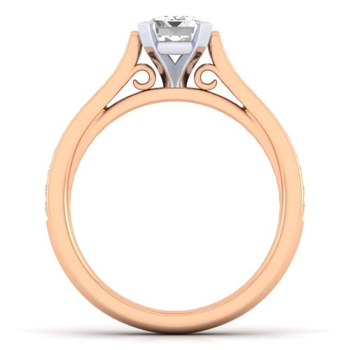 14K White-Rose Gold Emerald Cut Diamond Engagement Ring 14K White-Rose Gold Emerald Cut Diamond Engagement Ring