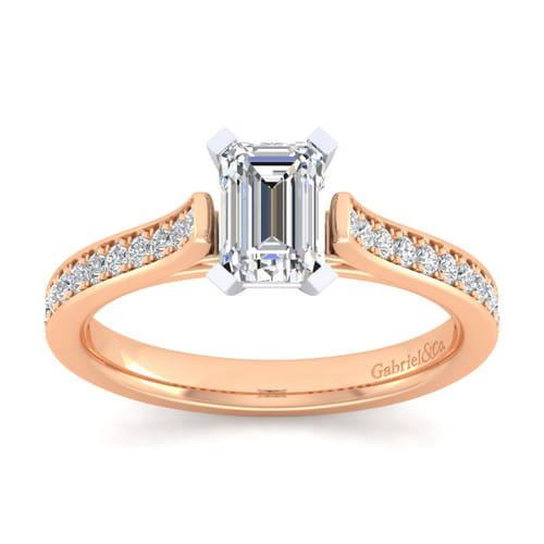 14K White-Rose Gold Emerald Cut Diamond Engagement Ring 14K White-Rose Gold Emerald Cut Diamond Engagement Ring