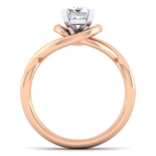 14K White-Rose Gold Emerald Cut Diamond Engagement Ring