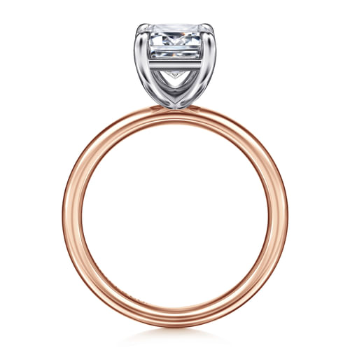 14K White-Rose Gold Emerald Cut Solitaire Diamond Engagement Ring