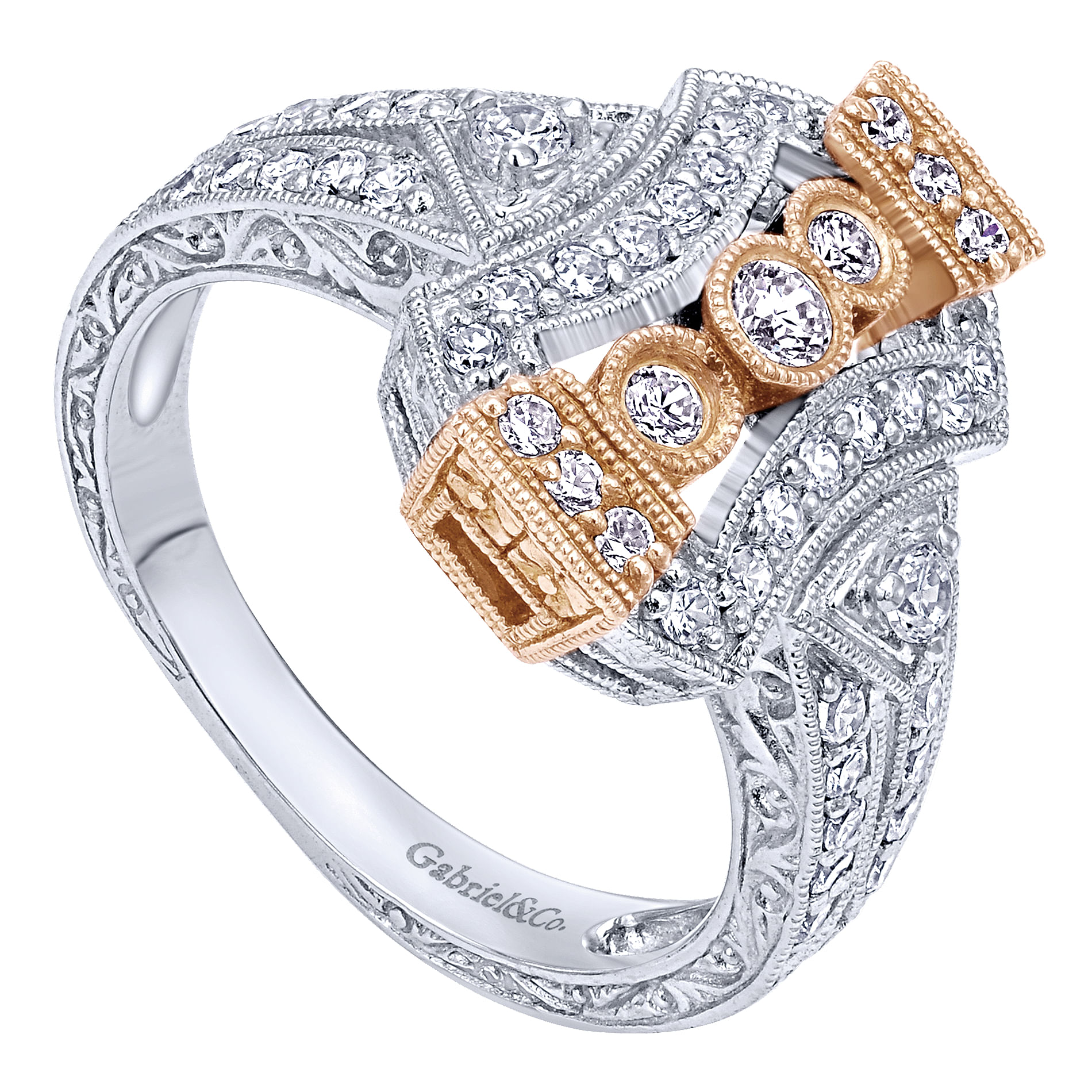 14K White-Rose Gold Fashion Ladies Ring