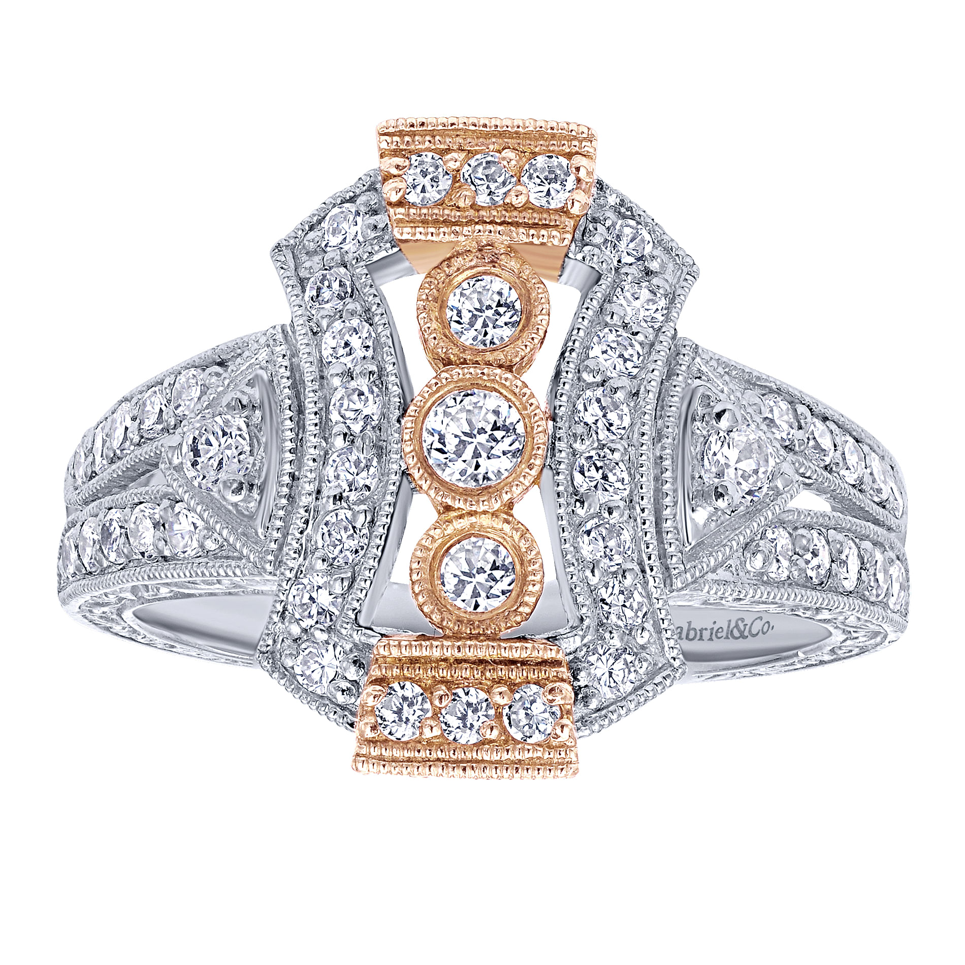 14K White-Rose Gold Fashion Ladies Ring