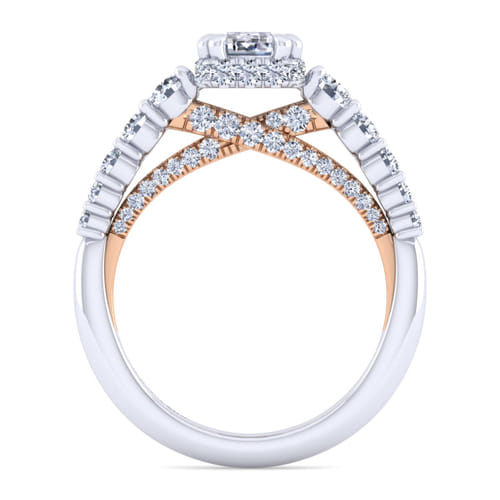 14K White-Rose Gold Hidden Halo Emerald Cut Diamond Engagement Ring 14K White-Rose Gold Hidden Halo Emerald Cut Diamond Engagement Ring