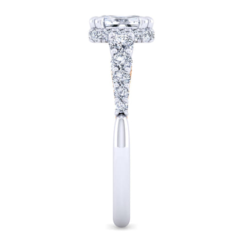 14K White-Rose Gold Hidden Halo Emerald Cut Diamond Engagement Ring 14K White-Rose Gold Hidden Halo Emerald Cut Diamond Engagement Ring