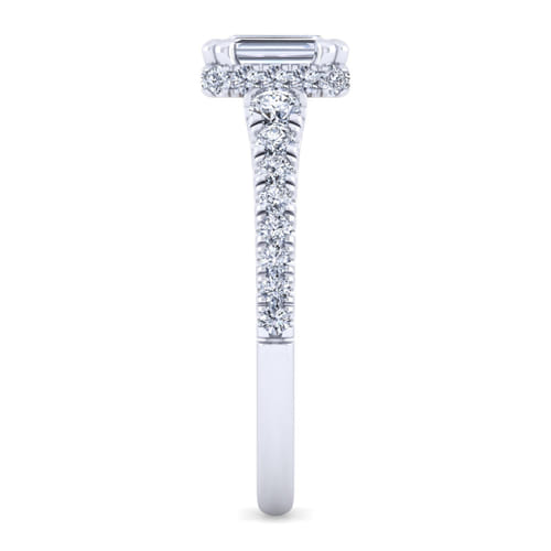14K White-Rose Gold Hidden Halo Emerald Cut Diamond Engagement Ring