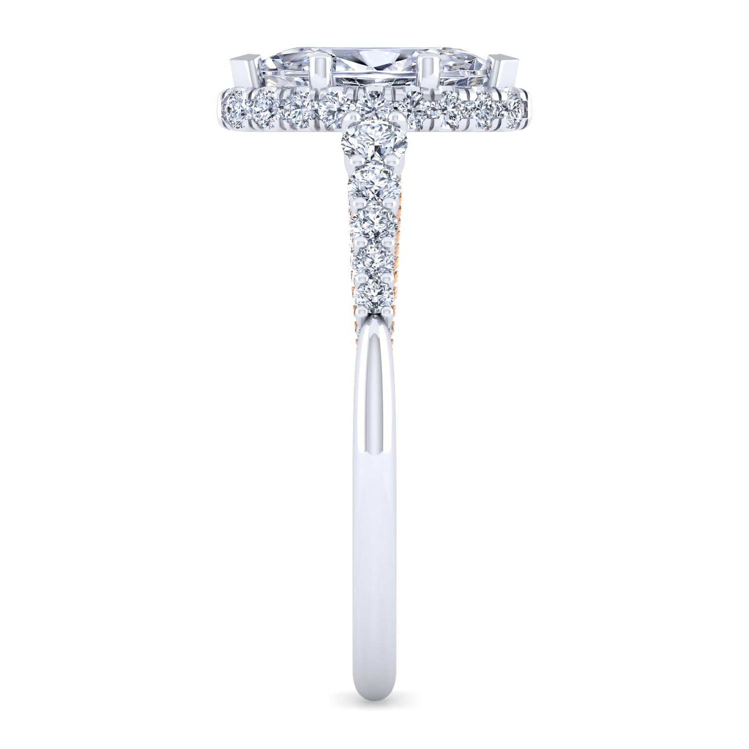 14K White-Rose Gold Hidden Halo Marquise Shape Diamond Engagement Ring