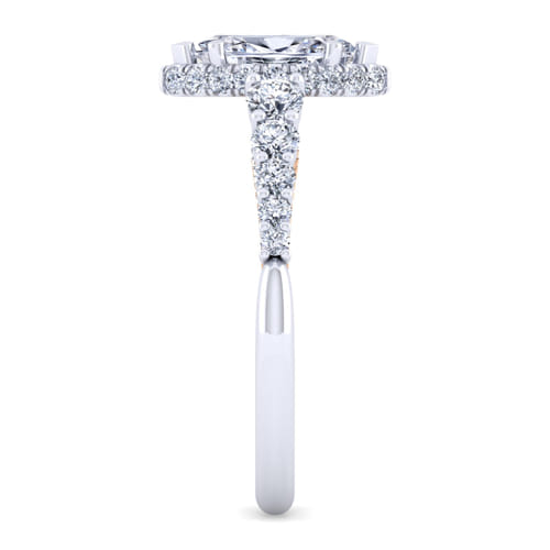 14K White-Rose Gold Hidden Halo Marquise Shape Diamond Engagement Ring