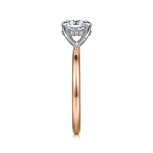 14K White-Rose Gold Hidden Halo Oval Diamond Engagement Ring