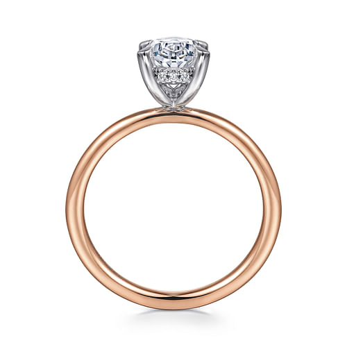 14K White-Rose Gold Hidden Halo Oval Diamond Engagement Ring