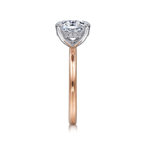 14K White-Rose Gold Hidden Halo Oval Diamond Engagement Ring
