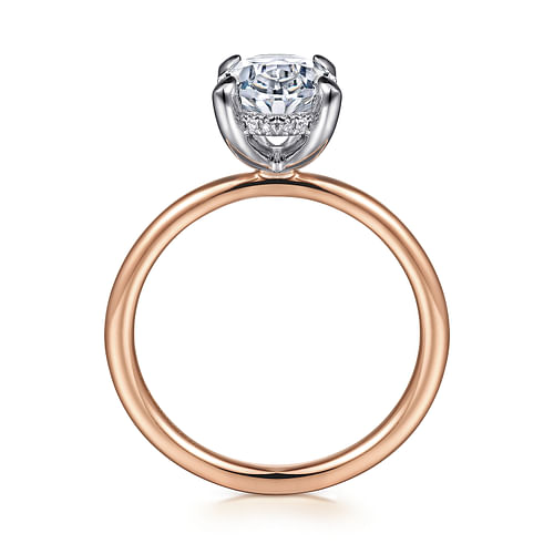 14K White-Rose Gold Hidden Halo Oval Diamond Engagement Ring