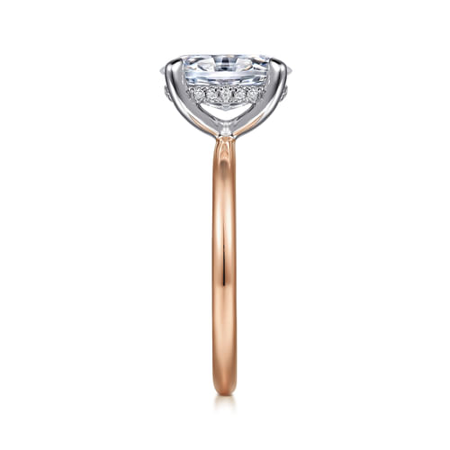 14K White-Rose Gold Hidden Halo Oval Diamond Engagement Ring