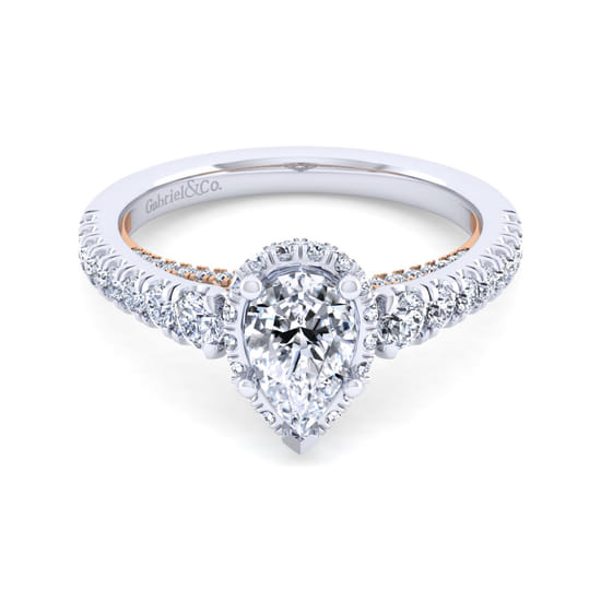 Gabriel - 14K White-Rose Gold Hidden Halo Pear Shape Diamond Engagement Ring Gabriel - 14K White-Rose Gold Hidden Halo Pear Shape Diamond Engagement Ring