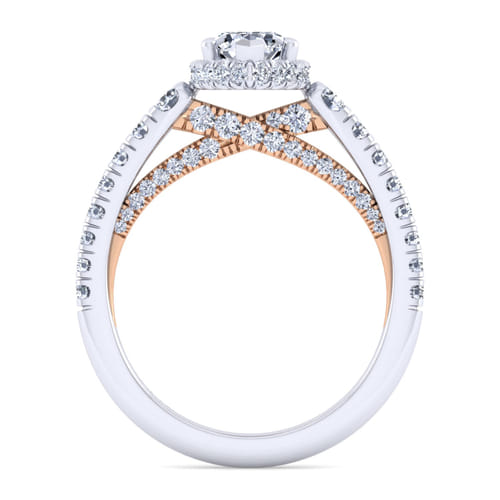 14K White-Rose Gold Hidden Halo Pear Shape Diamond Engagement Ring
